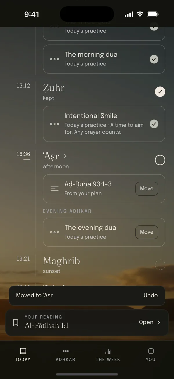 SIRA: Today at ʿAsr, with an ask moved to it